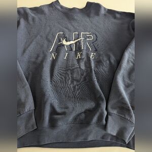 NIKE AIR - Vtg 90s Navy Blue Center Swoosh Crewneck Embroidered Sweatshirt XL